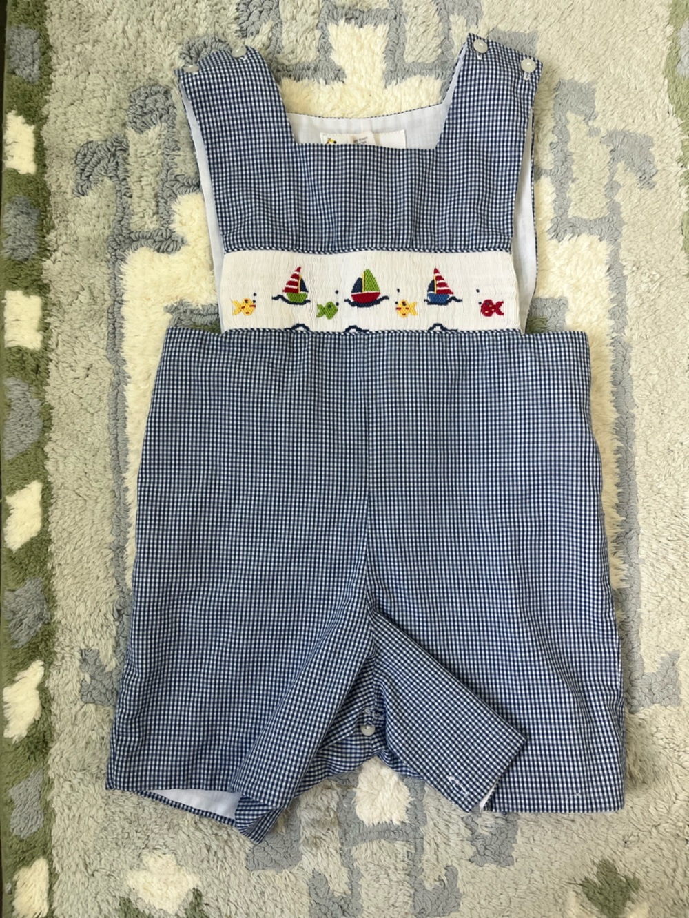 Smocked Sailboat Gingham Jon Jon